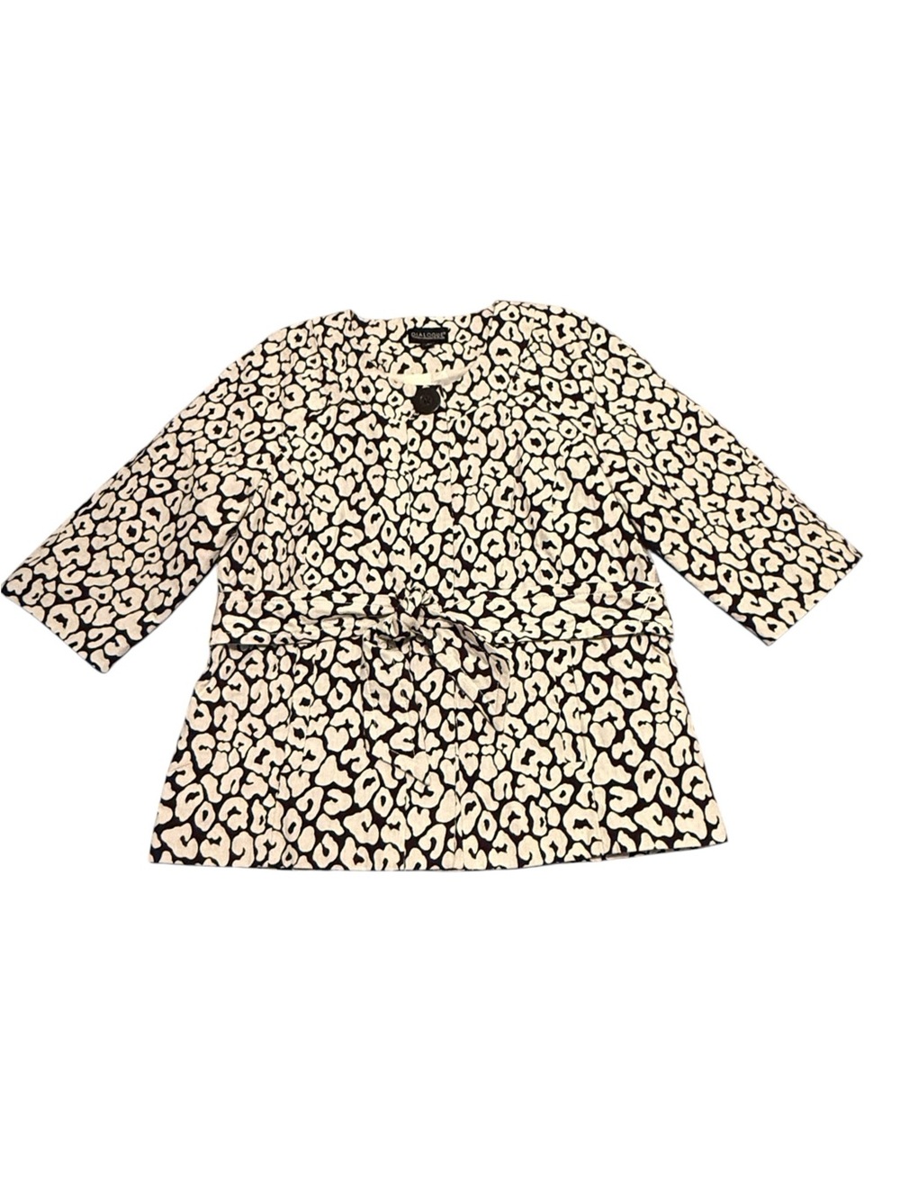 Vintage DIALOGUE Leopard Animal Print Jacket Size M Brown White Cotton